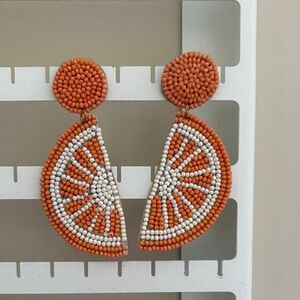 Orange Slice Beaded Earrings
